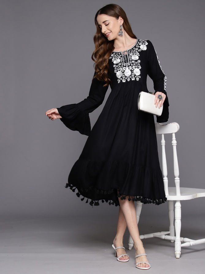 2378 Indo Era Floral Embroidery A Line Midi Dress Catalog
